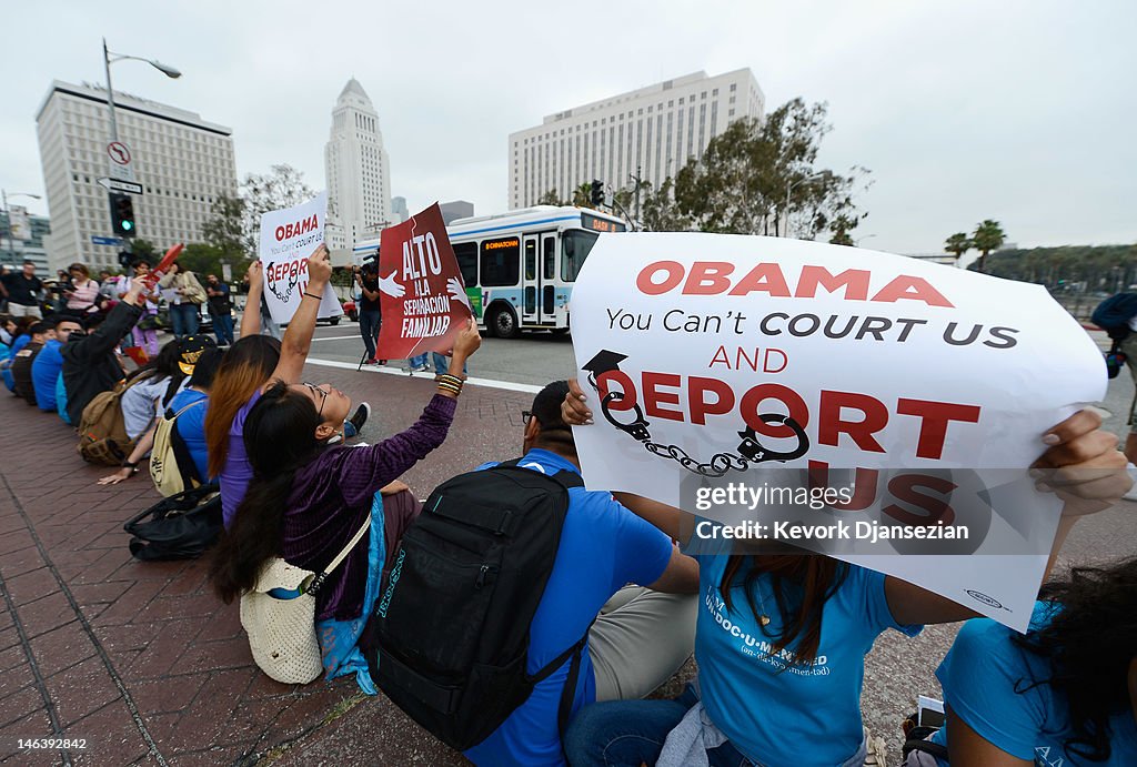 Immigration Activists Demonstrate In Los Angeles