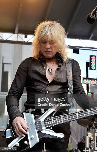 Rick Savage of Def Leppard performs during "FOX & Friends" All American Concert Series at FOX Studios on June 15, 2012 in New York City.