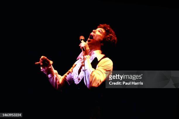 Tom Jones sings on stage at The Flamingo Hotel May 28, 1980 Las Vegas, Nevada