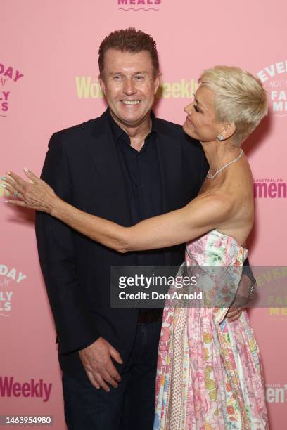 Peter Overton and Jessica Rowe attend the launch of 'Everyday, "Not So Crap" Family Meals' cookbook on February 08, 2023 in Sydney, Australia.