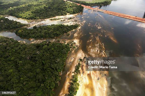 Construction continues at the Belo Monte dam complex in the Amazon basin on June 15, 2012 near Altamira, Brazil. Belo Monte will be the world’s...