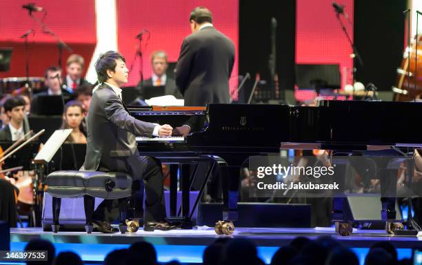 Chinese pianist Lang Lang performs live during a concert at the O2 World on June 15, 2012 in Berlin, Germany.