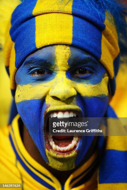 Sweden fan enjoys the atmosphere ahead of the UEFA EURO 2012 group D match between Sweden and England at The Olympic Stadium on June 15, 2012 in...