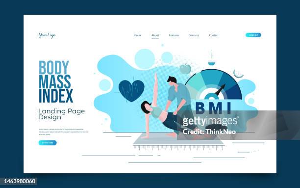 woman and obese chart scales isolated flat vector illustration. - body mass index chart stock illustrations