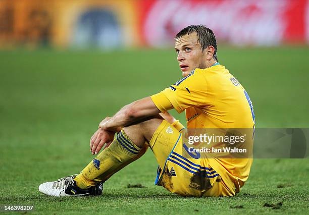 Oleh Husyev of Ukraine reacts after the UEFA EURO 2012 group D match between Ukraine and France at Donbass Arena on June 15, 2012 in Donetsk, Ukraine.