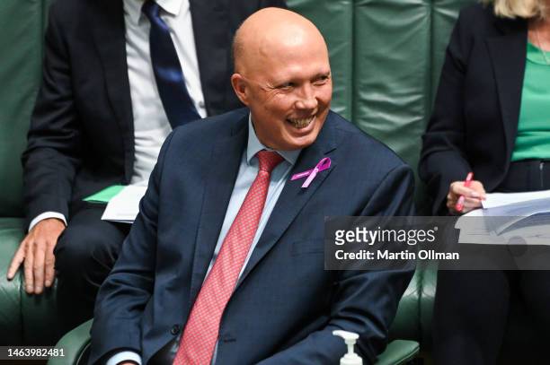 Leader of the Opposition Peter Dutton MP during Question Time Parliament House on February 08, 2023 in Canberra, Australia. The Prime Minister of...