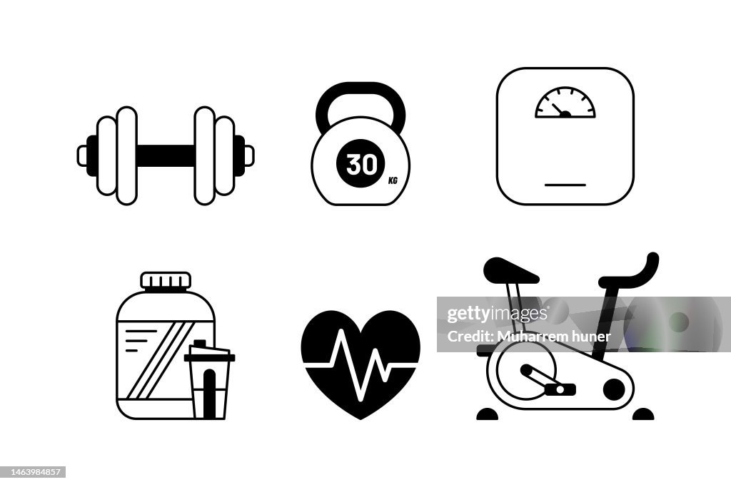 Sport, fitness and exercise vector icons