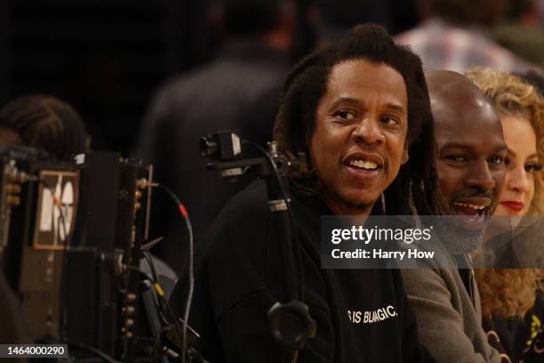 Jay Z attends a game between the Los Angeles Lakers and the Oklahoma City Thunder at Crypto.com Arena on February 07, 2023 in Los Angeles,...