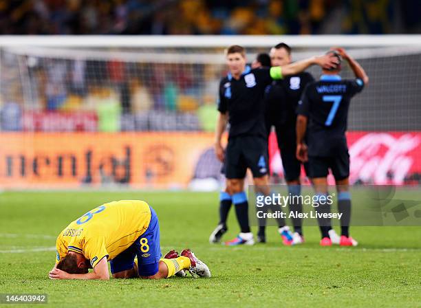 Anders Svensson of Sweden reacts after the UEFA EURO 2012 group D match between Sweden and England at The Olympic Stadium on June 15, 2012 in Kiev,...