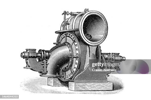 old pumps ,brodnitz & seydel centrifugal pump - water pump stock illustrations