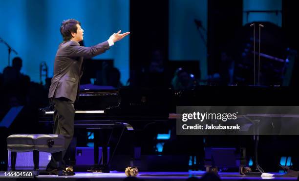 Chinese pianist Lang Lang performs live during a concert at the O2 World on June 15, 2012 in Berlin, Germany.