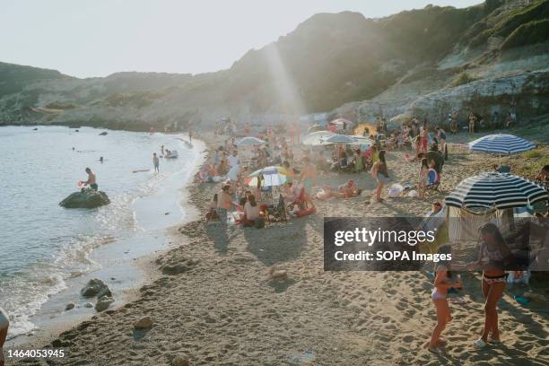 People seen enjoying at the beach. With the arrival of summer, people flocked to the beaches. Due to the Eid holiday, Çeme and Seferihisar public...