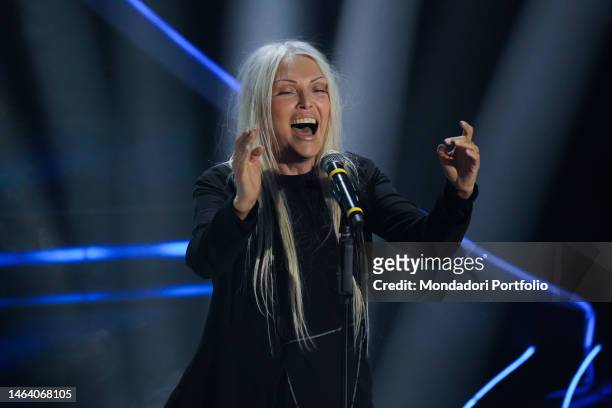 Italian singer Anna Oxa at 73 Sanremo Music Festival. First Evening. Sanremo , February 7th, 2023