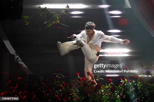 Italian singer Blanco at 73 Sanremo Music Festival. First Evening. Sanremo , February 7th, 2023