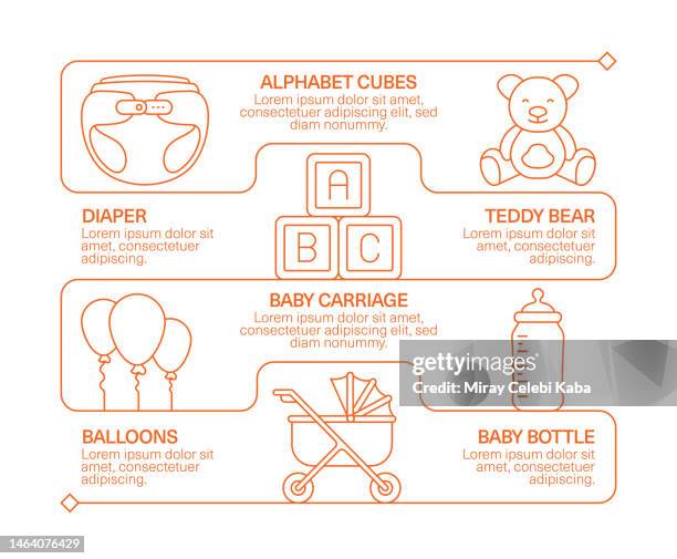 baby line icon set and banner design - newborn kitten stock illustrations