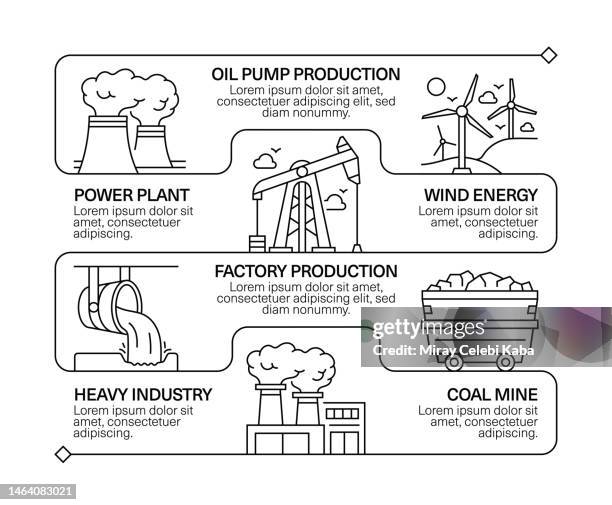 heavy and power industry line icon set and banner design - solar panel engineer stock illustrations