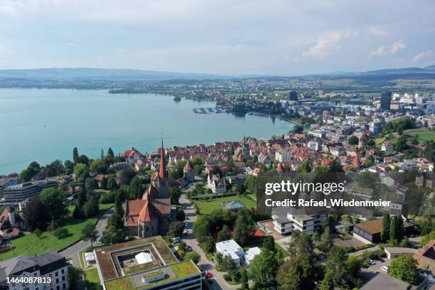zug (city) with lake zug - zug stock pictures, royalty-free photos & images