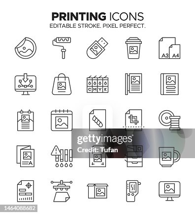 Printing Icons - Copying and High-Tech Printing Symbols Printing Icons - Copying and High-Tech Printing Symbols