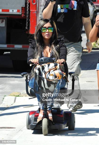 Nicole "Snooki" Polizzi seen on location for "Jersey Shore" on June 15, 2012 in Seaside Heights, New Jersey.