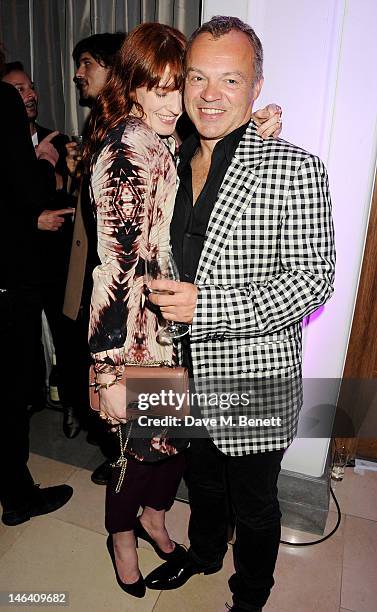 Florence Welch and Graham Norton attend the Esquire, Mr Porter and Jimmy Choo party during London Collections: Men at Corinthia Hotel London on June...