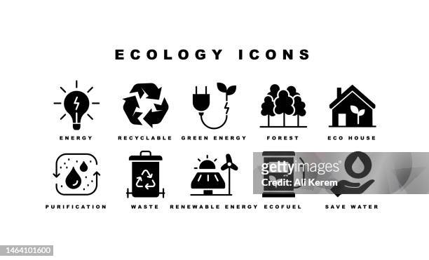 ecology, recyclable, ecofuel, green energy, ecosystem icons - desertification stock illustrations
