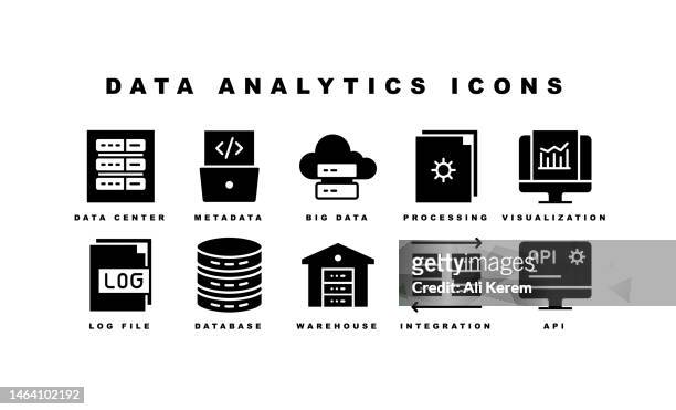 datenanalyse, aggregation, cloud computing, künstliche intelligenz, big daga icon design - api icon stock-grafiken, -clipart, -cartoons und -symbole