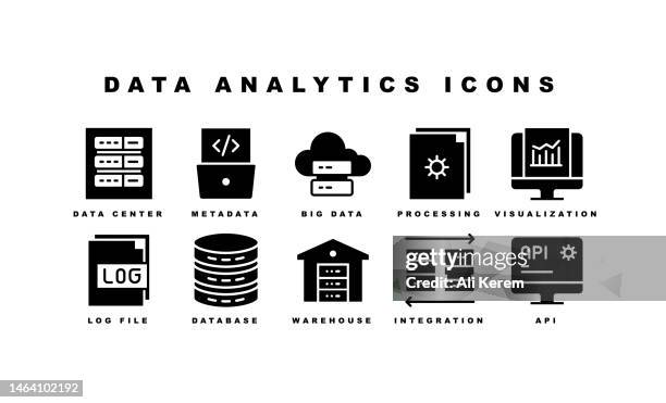 data analytics, aggregation, cloud computing, artificial intelligence, big daga icon design - application programming interface stock illustrations