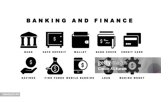 銀行と金融、ローン、クレジットカード、会計アイコン - bank deposit slip点のイラスト素材／クリップアート素材／マンガ素材／アイコン素材