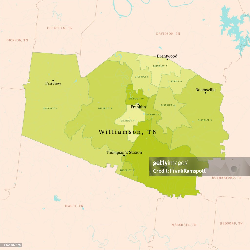 TN Williamson County Vector Map Green