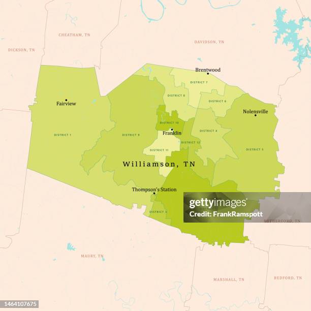 tn williamson county vector map green - franklin tennessee stock illustrations