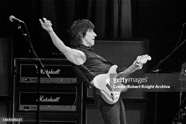 English guitarist Jeff Beck performs with Marshall amplifiers in Las Vegas, Nevada, United States, 2nd April 2006.