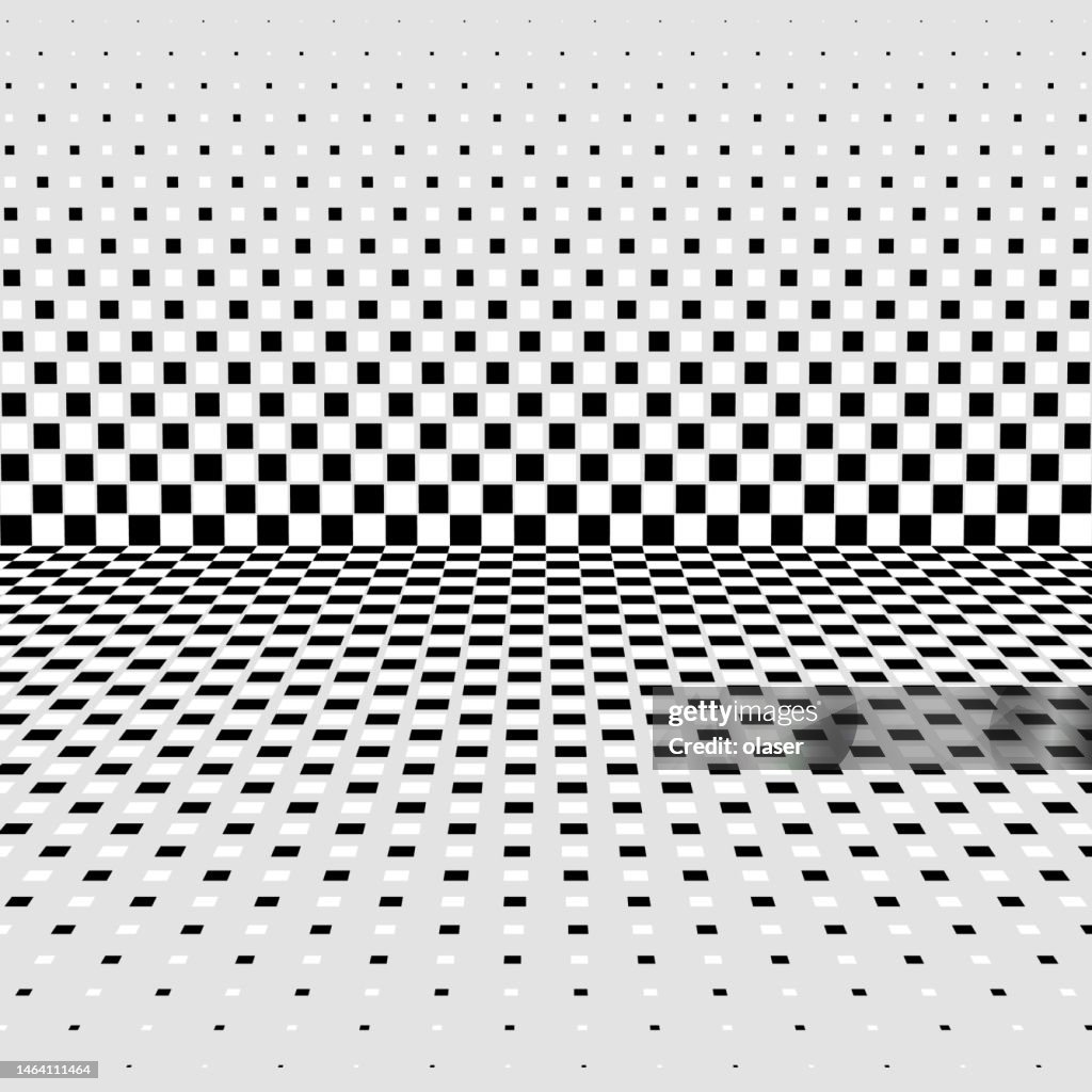 Checked Fading Pattern On Joining Floor And Wall Corner In Perspective ...