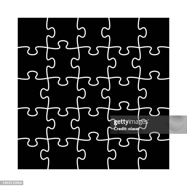 5x5 complete jigsaw puzzle - puzzle piece stock illustrations