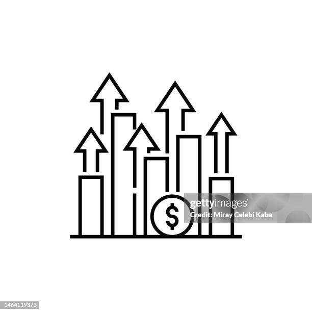 symbol der wachstums- und investitionslinie - roi stock-grafiken, -clipart, -cartoons und -symbole