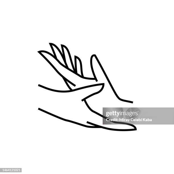 hand massage and spa elements line icon - hand massage stock illustrations