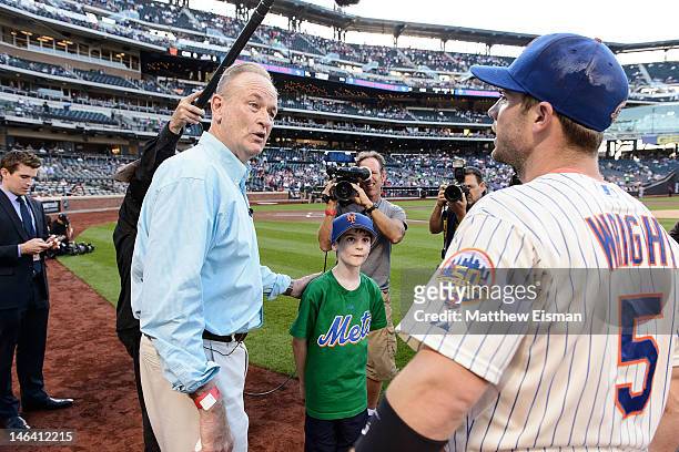 News anchor Bill O'Reilly and New York Mets baseball player David Wright at Citi Field on June 15, 2012 in the Queens borough of New York City.