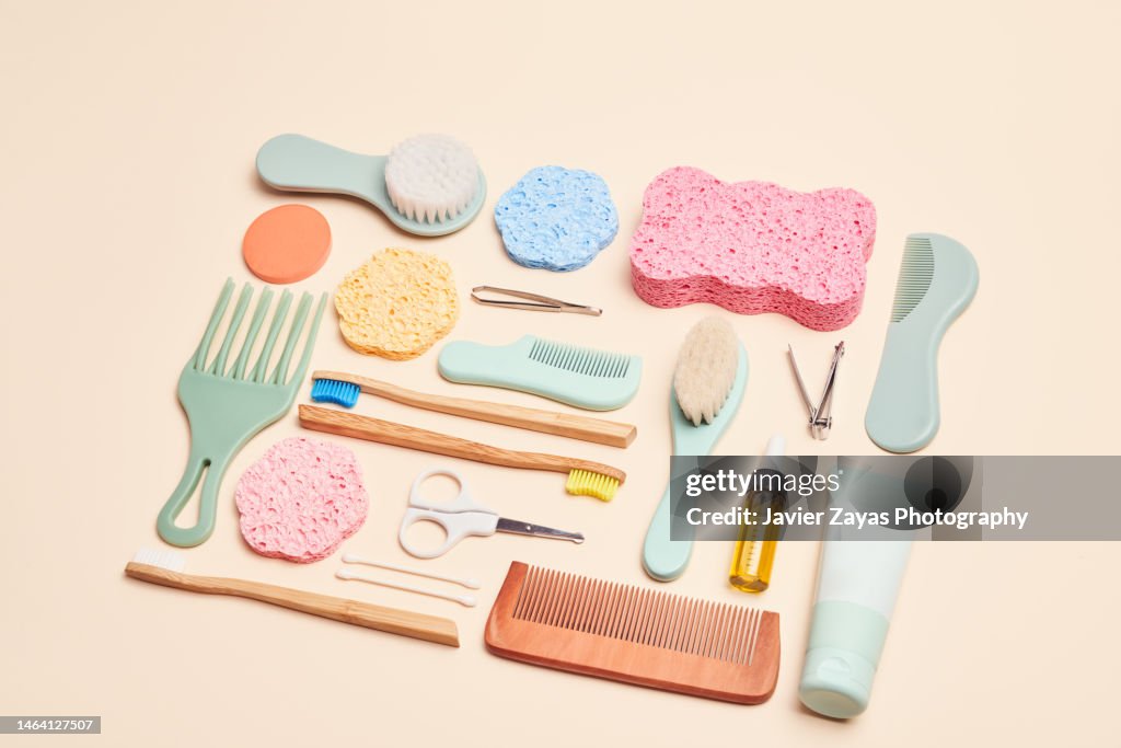 Various Personal Hygiene Items Arranged On A Pastel Colored Background personal-hygiene-products-stock-photo-image-of-bottle-13324190