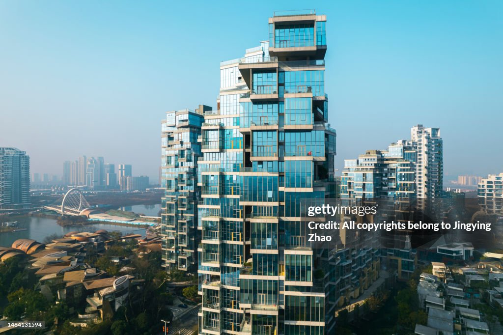 Aerial photo of the unique high-grade residence in Chengdu, Sichuan