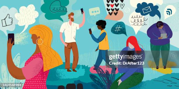 addiction to modern technology - human using phone vector stock illustrations