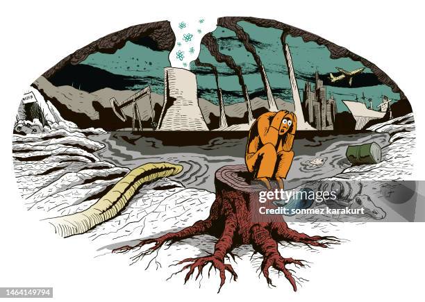 ilustrações de stock, clip art, desenhos animados e ícones de revenge of destroyed nature - apocalypse