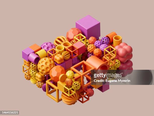abstract data cubes connection - games console infographics stock-fotos und bilder