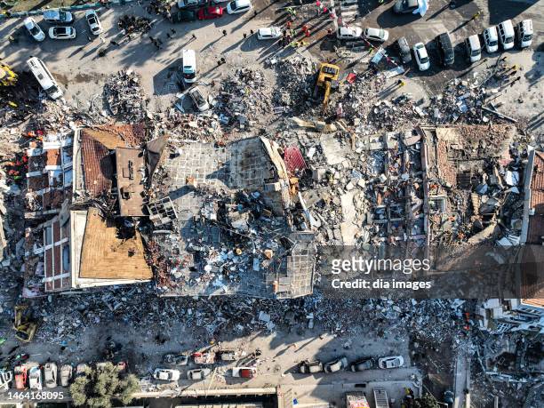 An aerial view of Maras on February 8, 2023 in Maras, Turkey. A 7.8-magnitude earthquake hit near Gaziantep, Turkey, in the early hours of Monday,...