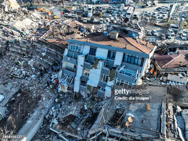An aerial view of Maras on February 8, 2023 in Maras, Turkey. A 7.8-magnitude earthquake hit near Gaziantep, Turkey, in the early hours of Monday,...