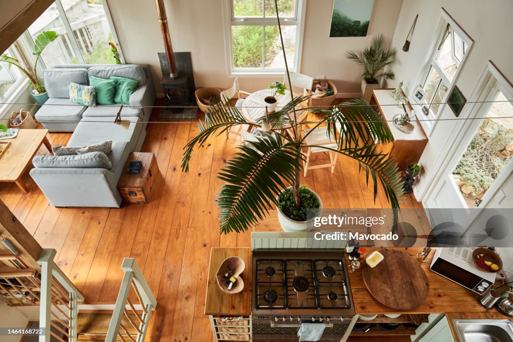Interior of a the living area of a cozy country style home