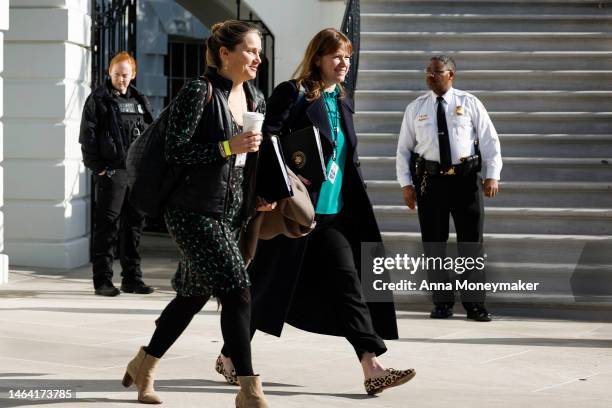 Annie Tomasini, Assistant to the President & Director of Oval Office Operations and White House Communications Director Kate Bedingfield follow...