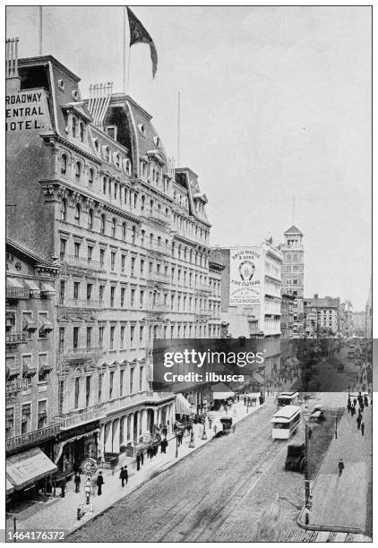 antique photograph of new york: broadway, bond street to tenth street - bond street london stock illustrations