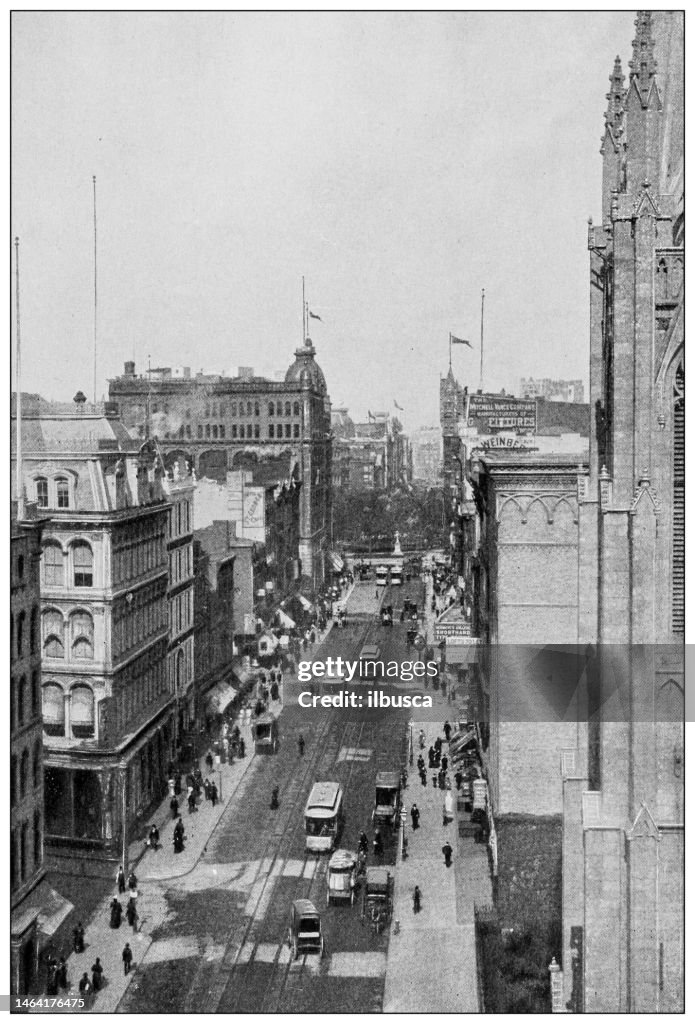 Fotografía antigua de Nueva York: Broadway, desde Tenth Street hasta Union Square