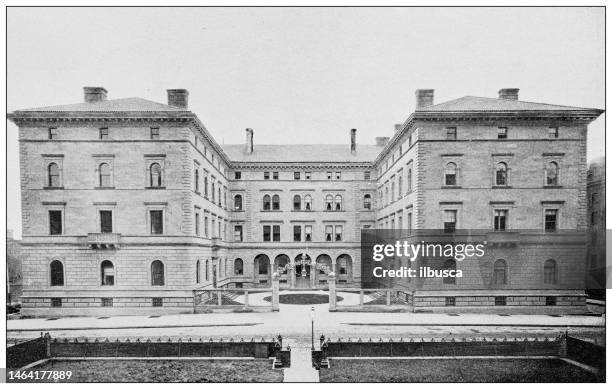 ilustrações de stock, clip art, desenhos animados e ícones de antique photograph of new york: residences northeast corner madison avenue and fiftieth street - corner of building