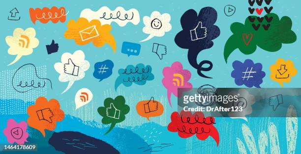 internet and social media speech bubbles concept - social media stock illustrations