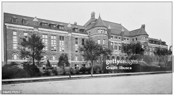 antike fotografie von new york: american museum of natural history - natuurhistorisch museum new york stock-grafiken, -clipart, -cartoons und -symbole